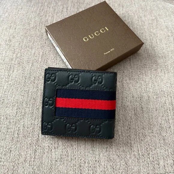 New Gucci Blue Bifold with WEB - Picture 3 of 8